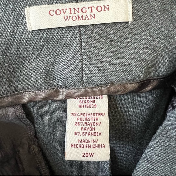 Covington Woman Dress Pants size 20W Straight Leg Career Office Gray Stretch - Picture 5 of 9